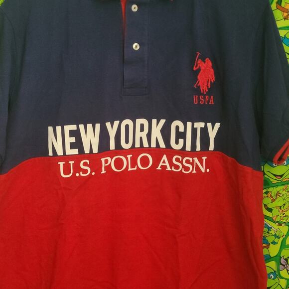 NEW YORK  CITY U.S POLO ASSN. BLUE & RED  SIZE 2XL  big logo - Picture 2 of 7